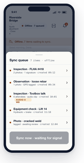 Sync queue, offline